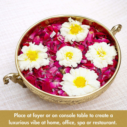 Brass Urli, Brass urli for pooja, Traditional urli bowl, Floating flower urli, Decorative urli bowl