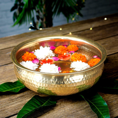 Metal Urli, Metal urli bowl, Traditional urli bowl, Floating flower urli