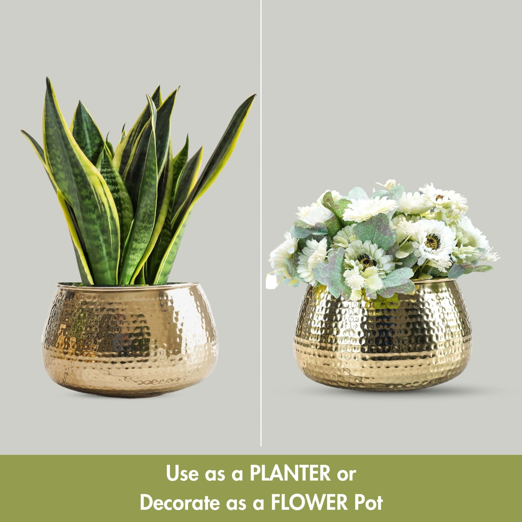 Classic Planter, Hammered, Gold - Behoma