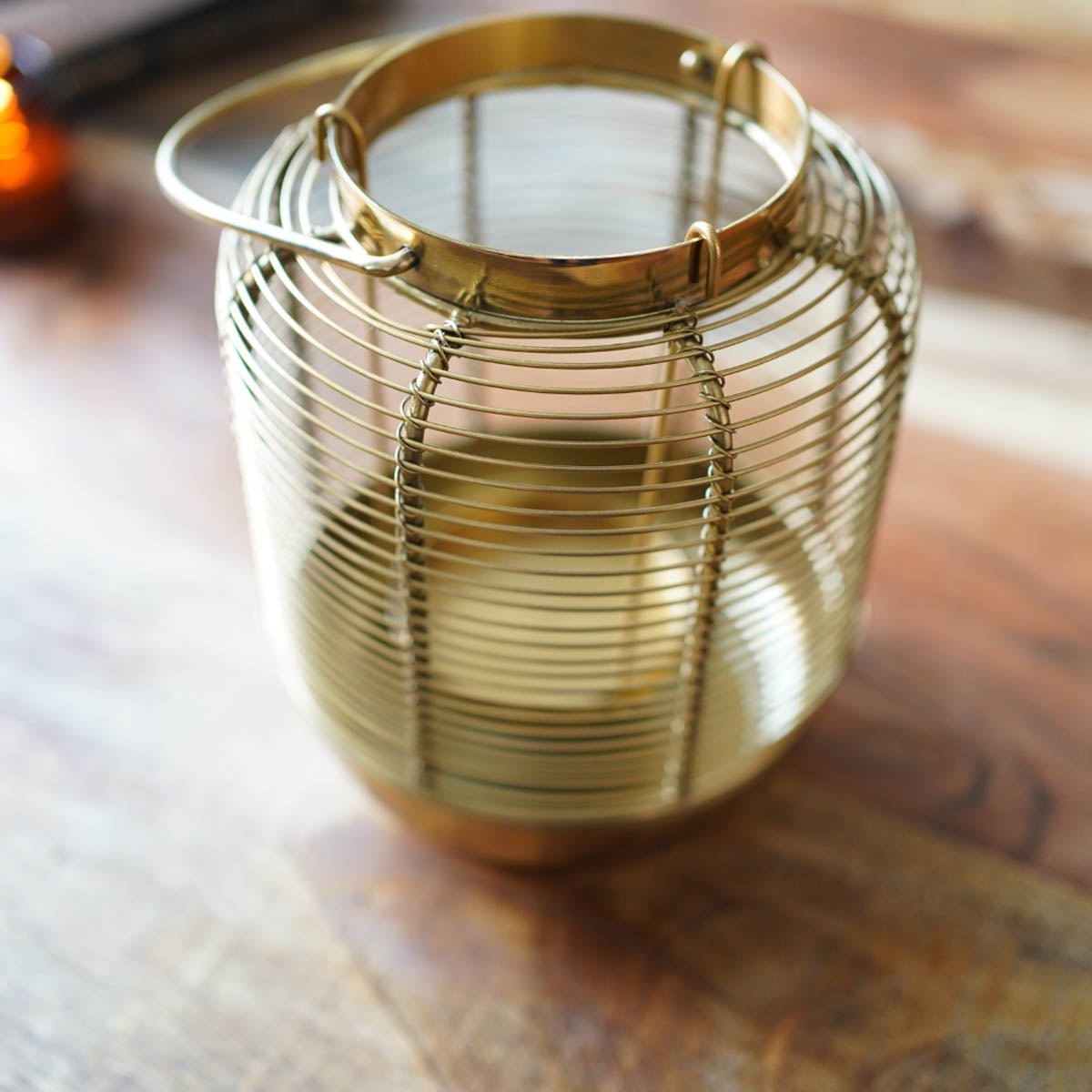 Classic Wire Metal Lantern, Gold - 7.6''X 6.2'' - Behoma
