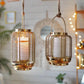 Classic Wire Metal Lantern, Gold - 7.6''X 6.2'' - Behoma