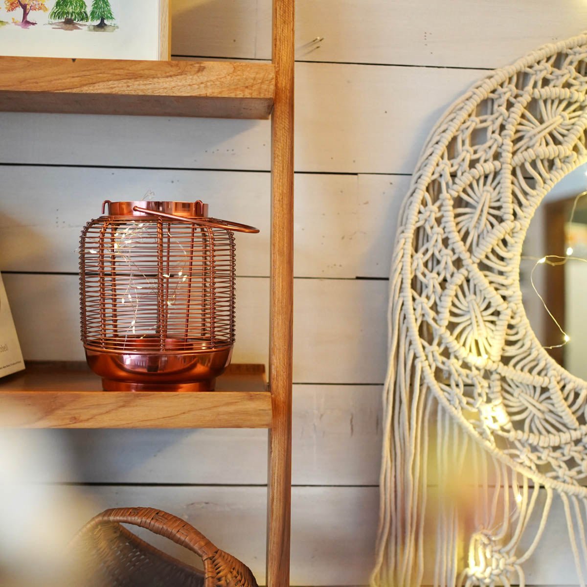 Copper Cage Lantern, Copper - 7.6''X 6.2'' - Behoma