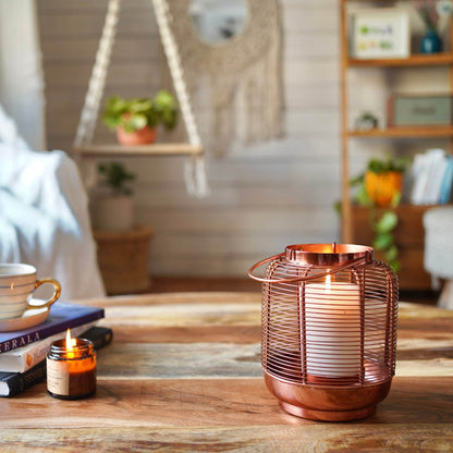 Copper Cage Lantern, Copper - 7.6''X 6.2'' - Behoma