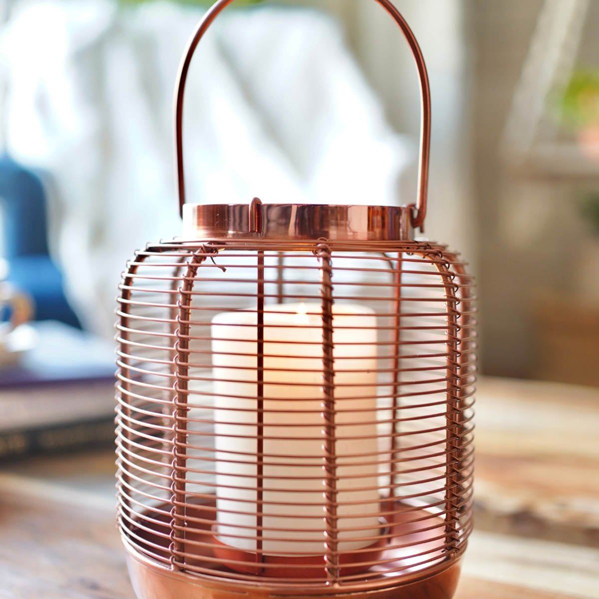 Copper Cage Lantern, Copper - 7.6''X 6.2'' - Behoma