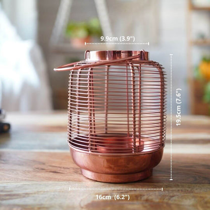 Copper Cage Lantern, Copper - 7.6''X 6.2'' - Behoma