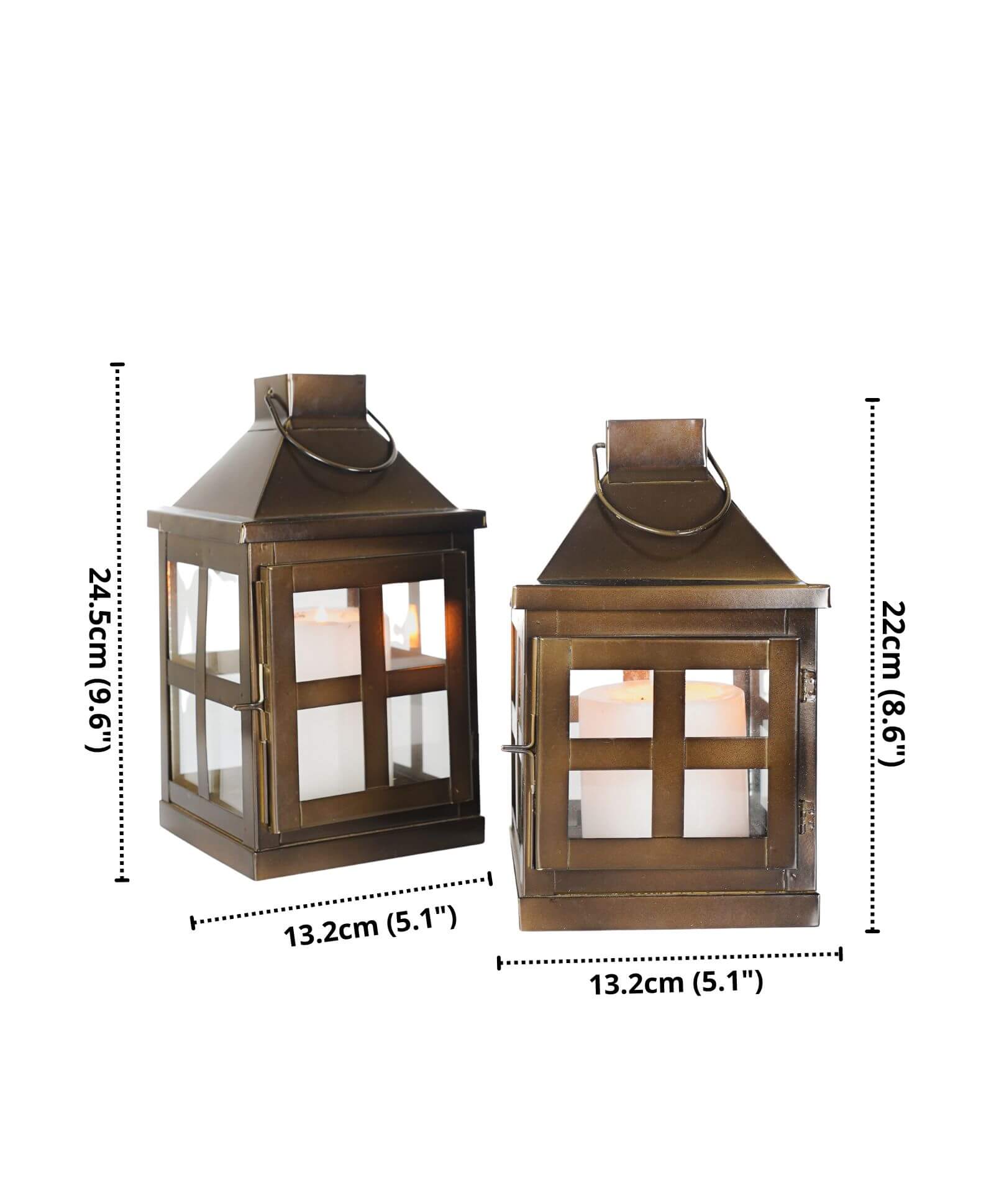 Duke Lantern, Chocolate - Set - 9.6'' & 8.6'' - Behoma