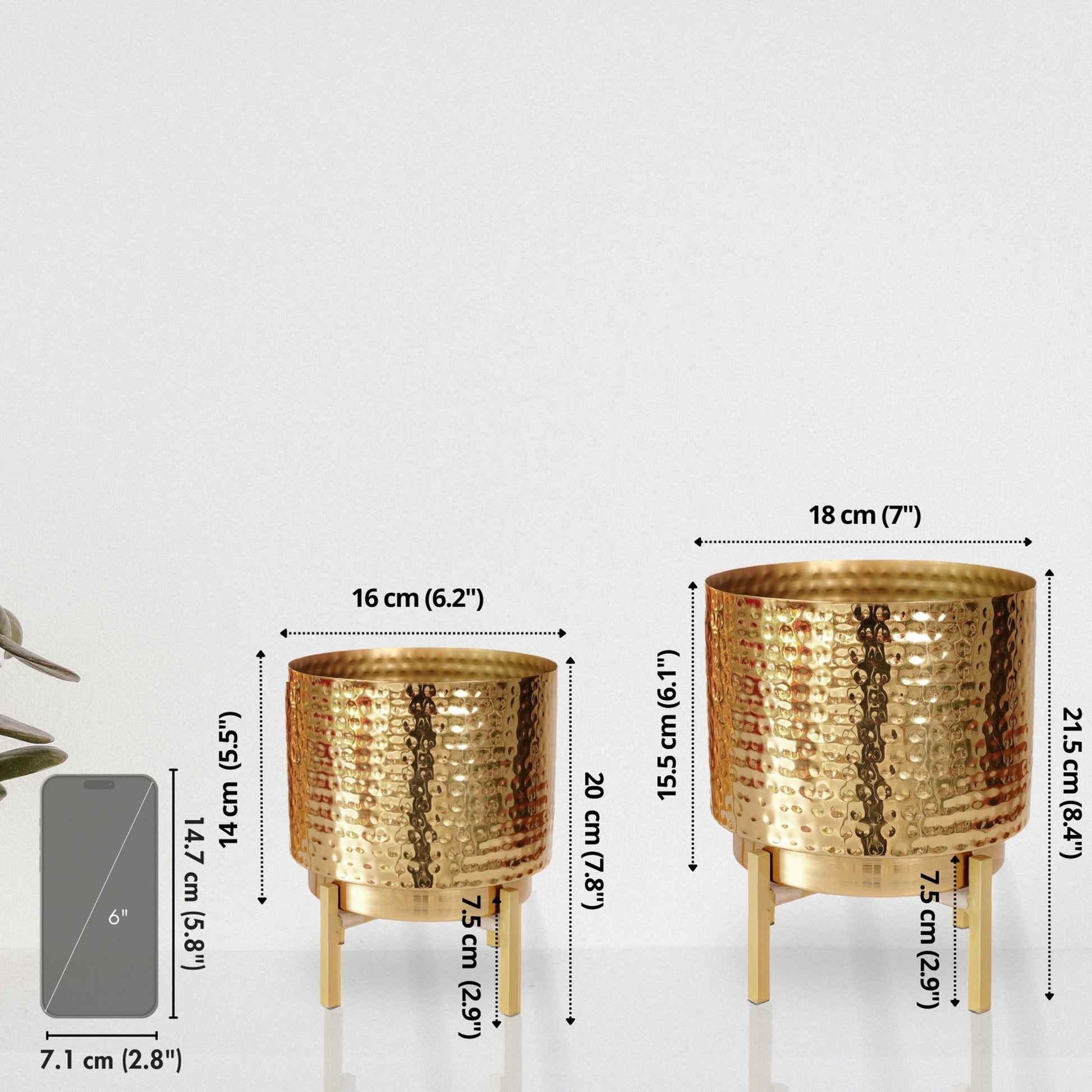 Elegance Metal Planter, Set - Behoma