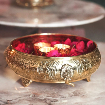 Brass Urli, Brass urli for pooja, Traditional urli bowl, Floating flower urli