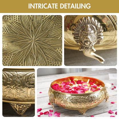 Brass Urli, Brass urli for pooja, Traditional urli bowl, Floating flower urli