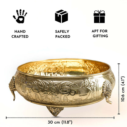 Brass Urli, Brass urli for pooja, Traditional urli bowl, Floating flower urli