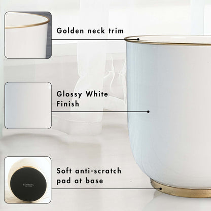 Floor Planters, White, Set of 2 - Behoma