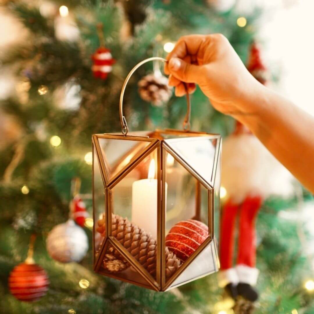 Geometric Lantern, Antique Brass - 6.69''X 3.9'' - Behoma
