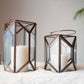 Geometric Lantern, Antique Copper - 8.6''X6.1'' - Behoma
