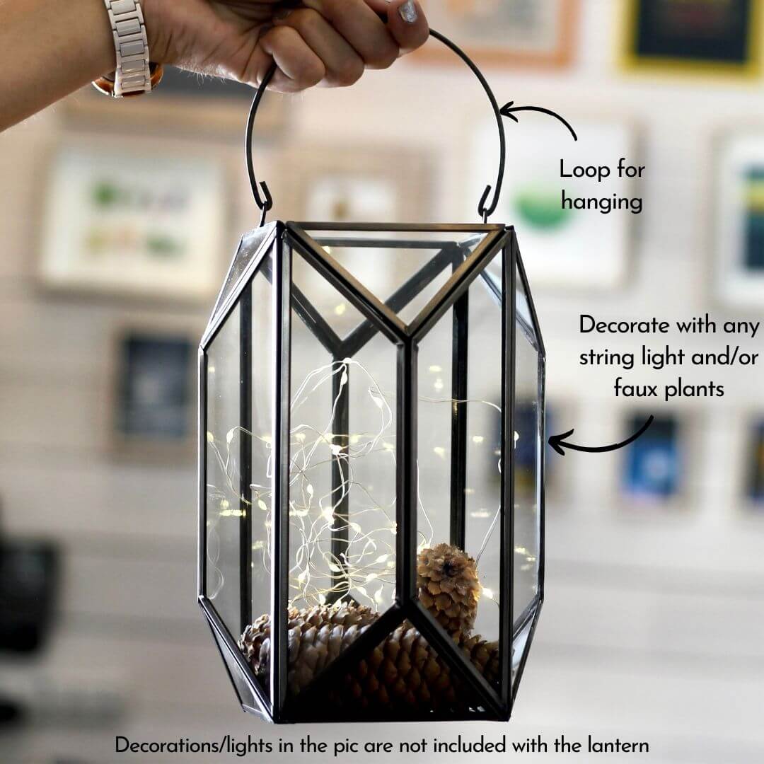 Geometric Lantern, Nickel Black - 6.10''X 6.69'' - Behoma