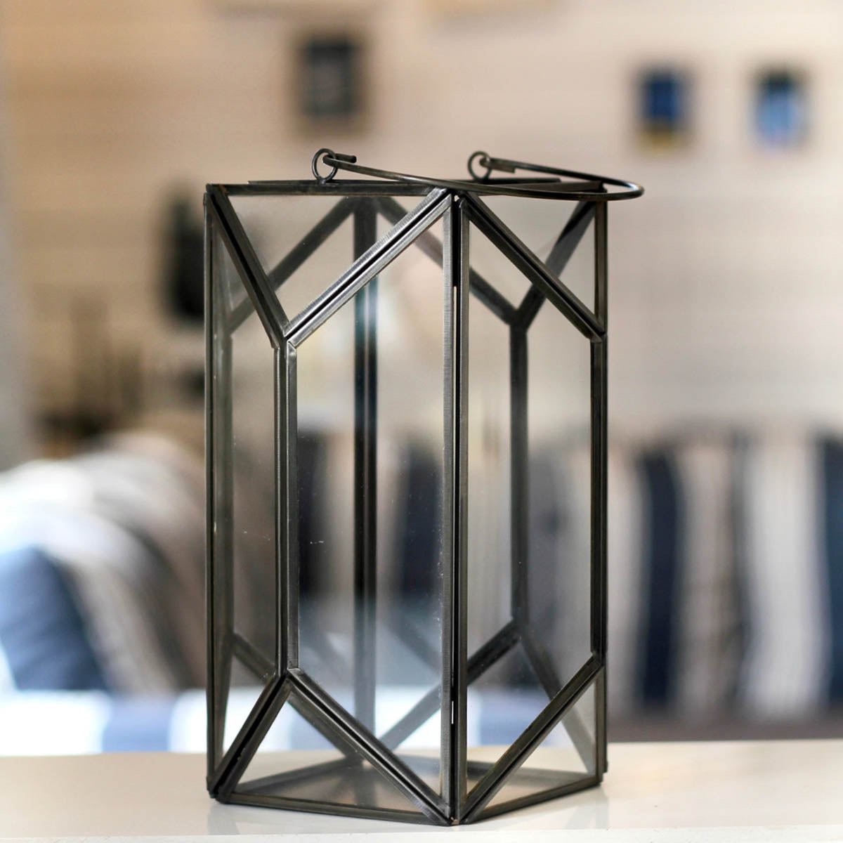 Geometric Lantern, Nickel Black - 6.10''X 6.69'' - Behoma