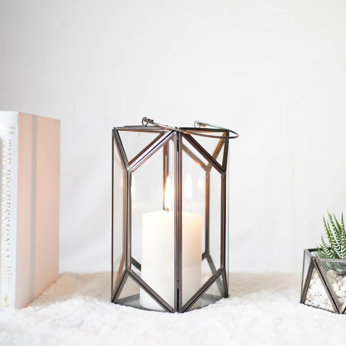 Geometric Lantern, Nickel Black - 6.10''X 6.69'' - Behoma