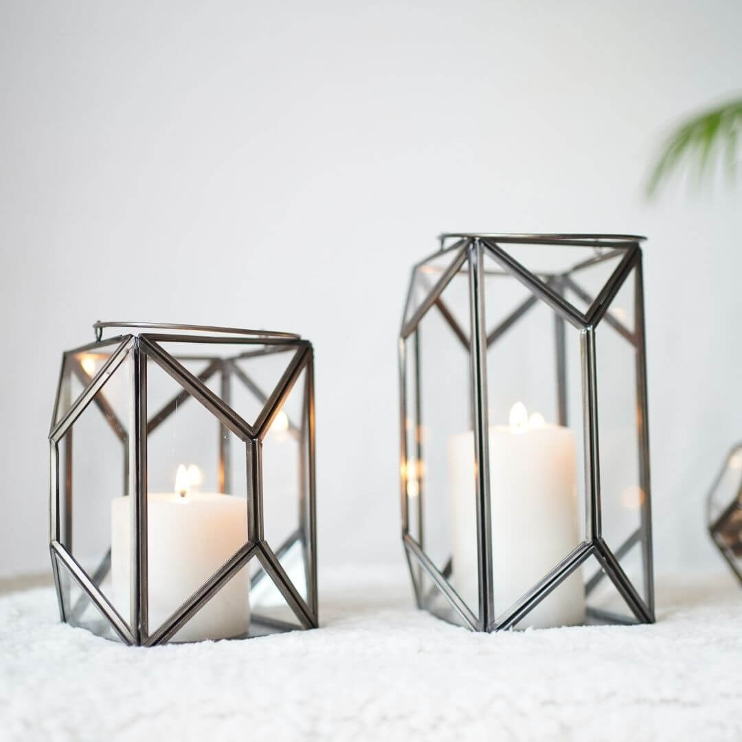 Geometric Lantern, Nickel Black - 6.10''X 6.69'' - Behoma