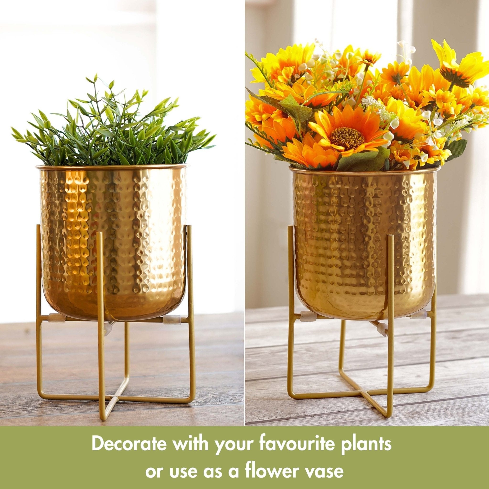 Golden Radiance Metal Planter Set - Behoma
