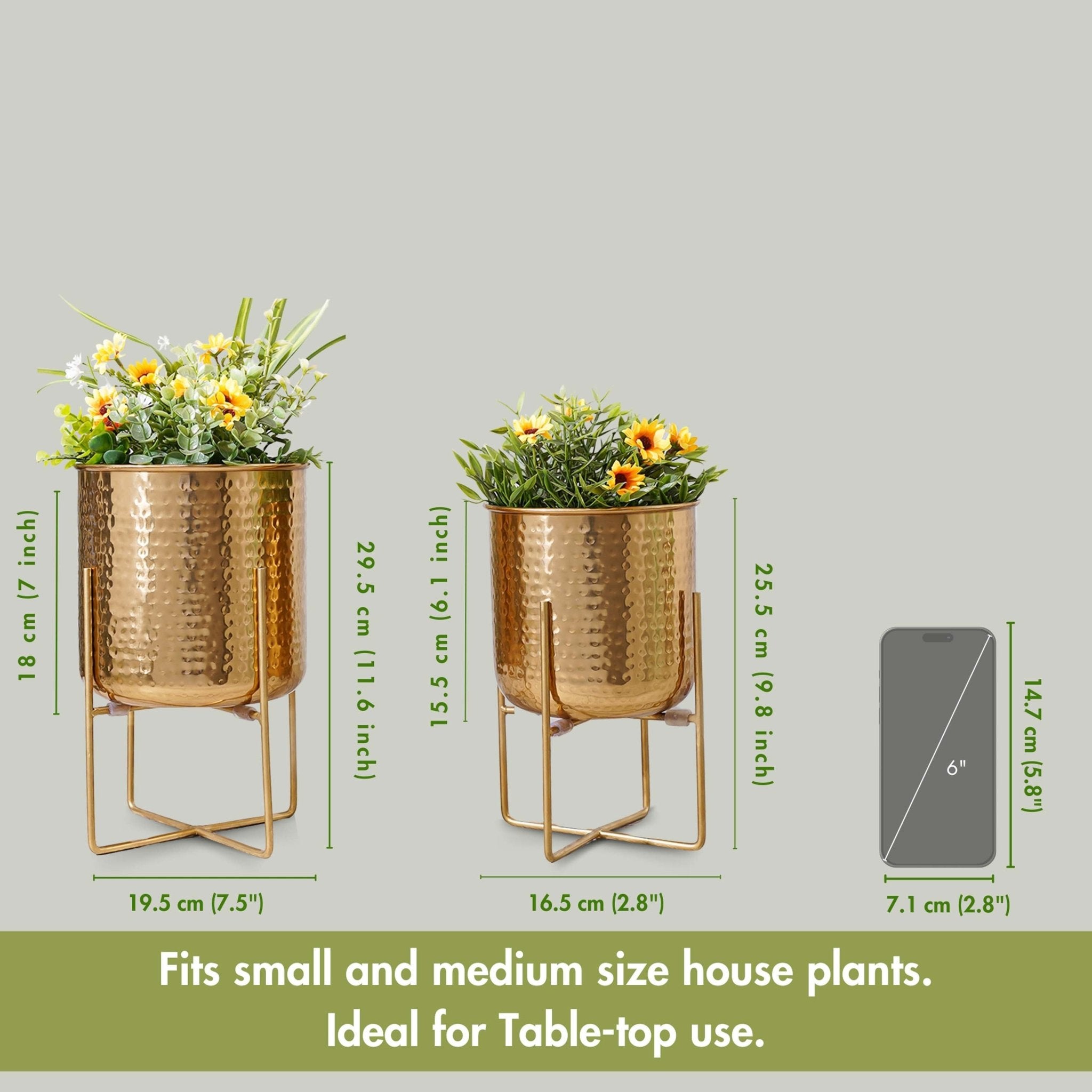 Golden Radiance Metal Planter Set - Behoma