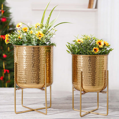 Golden Radiance Metal Planter Set - Behoma