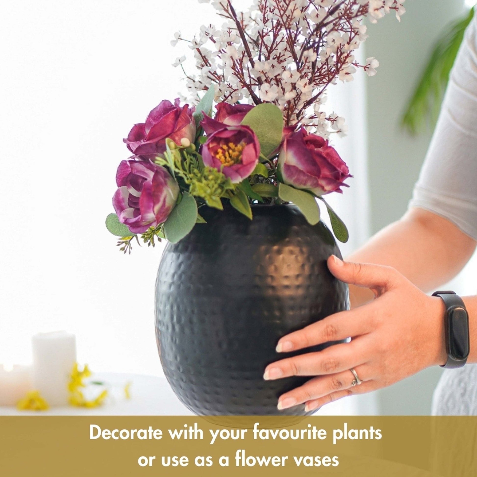 Metal flower vase, vase for home decor
