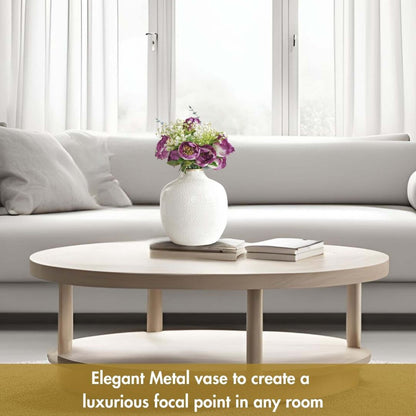 Metal Flower Vase - White - Behoma