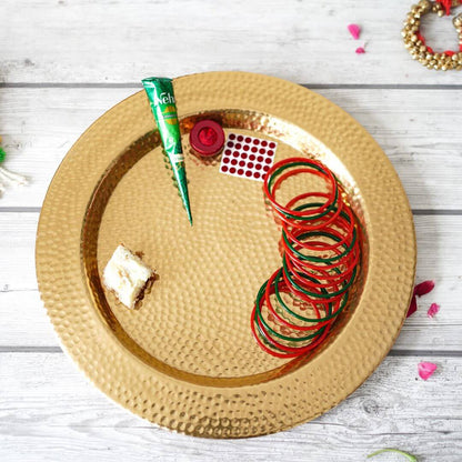 Metal Gold Platter, Decorative metal platter, Metal serving tray, Metal decorative tray