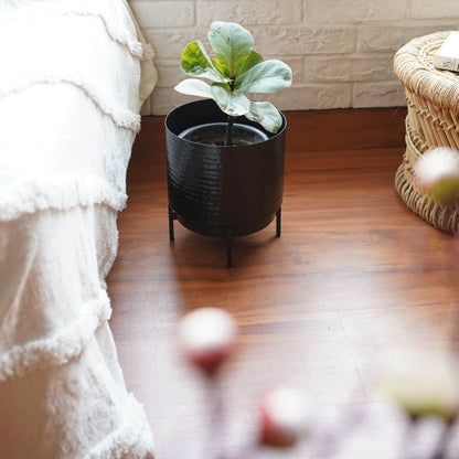 Hammered Indoor Planter - Matt black, 8.3'' - Behoma