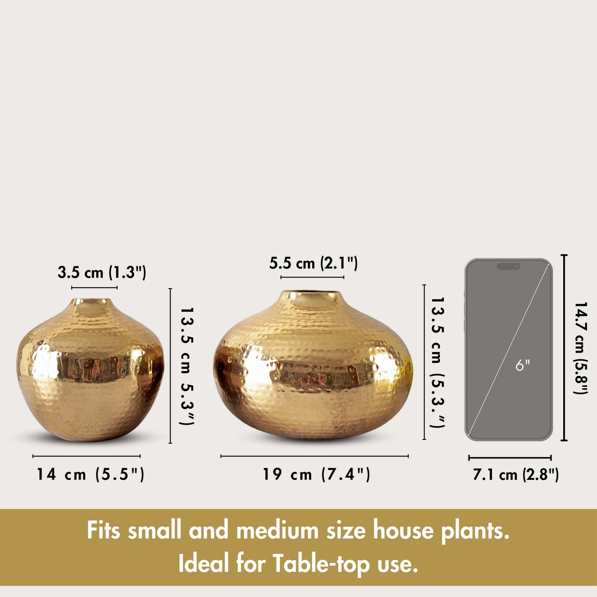Hammered Metal Flower Vase Set | Gold - Behoma