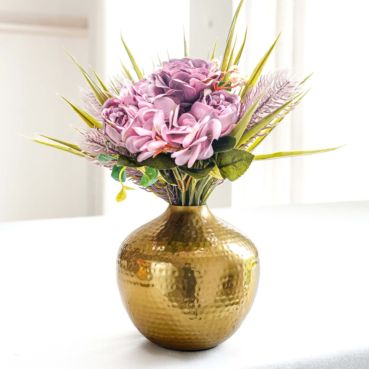 Hammered Metal Flower Vase Small | Gold - Behoma