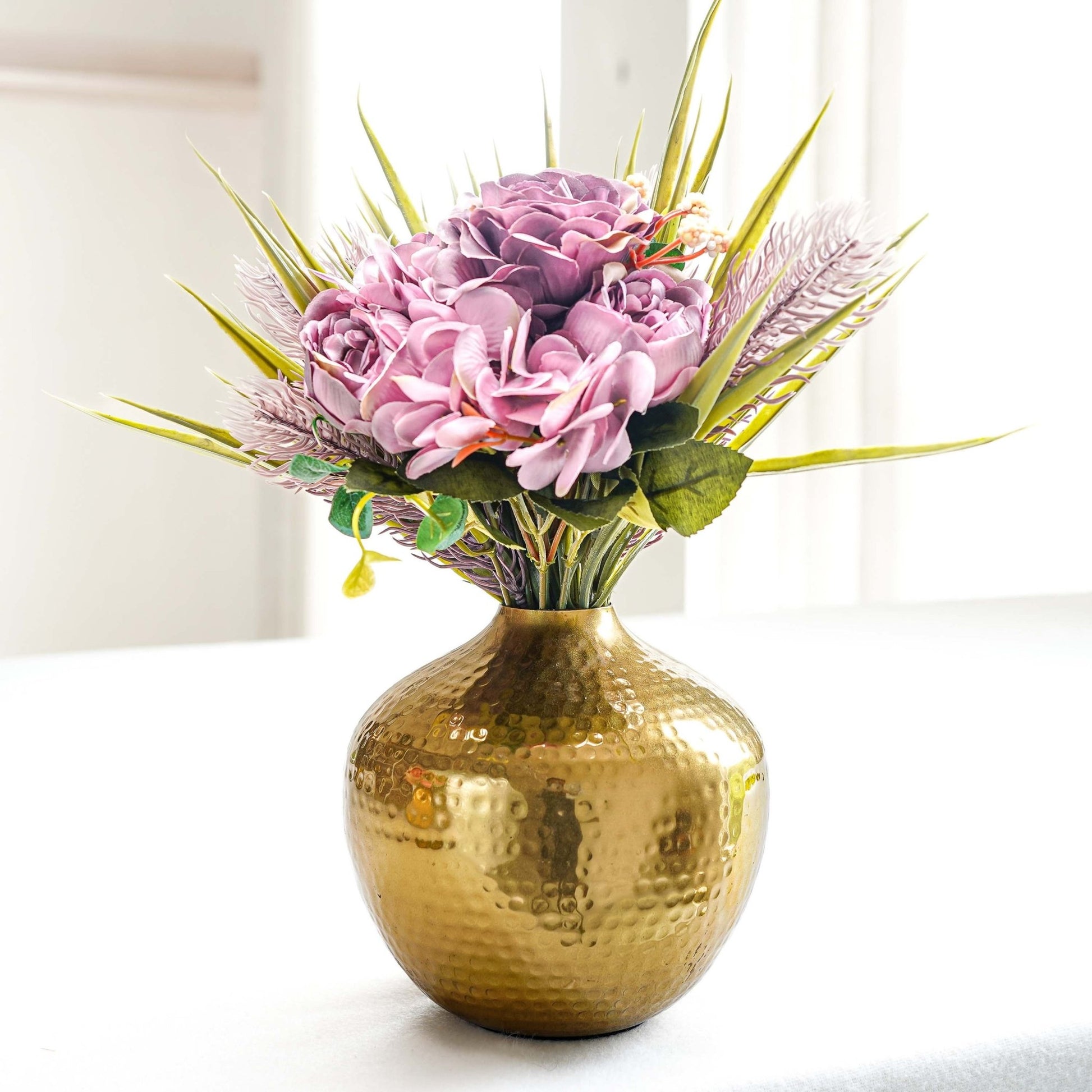 Hammered Metal Flower Vase Small | Gold - Behoma