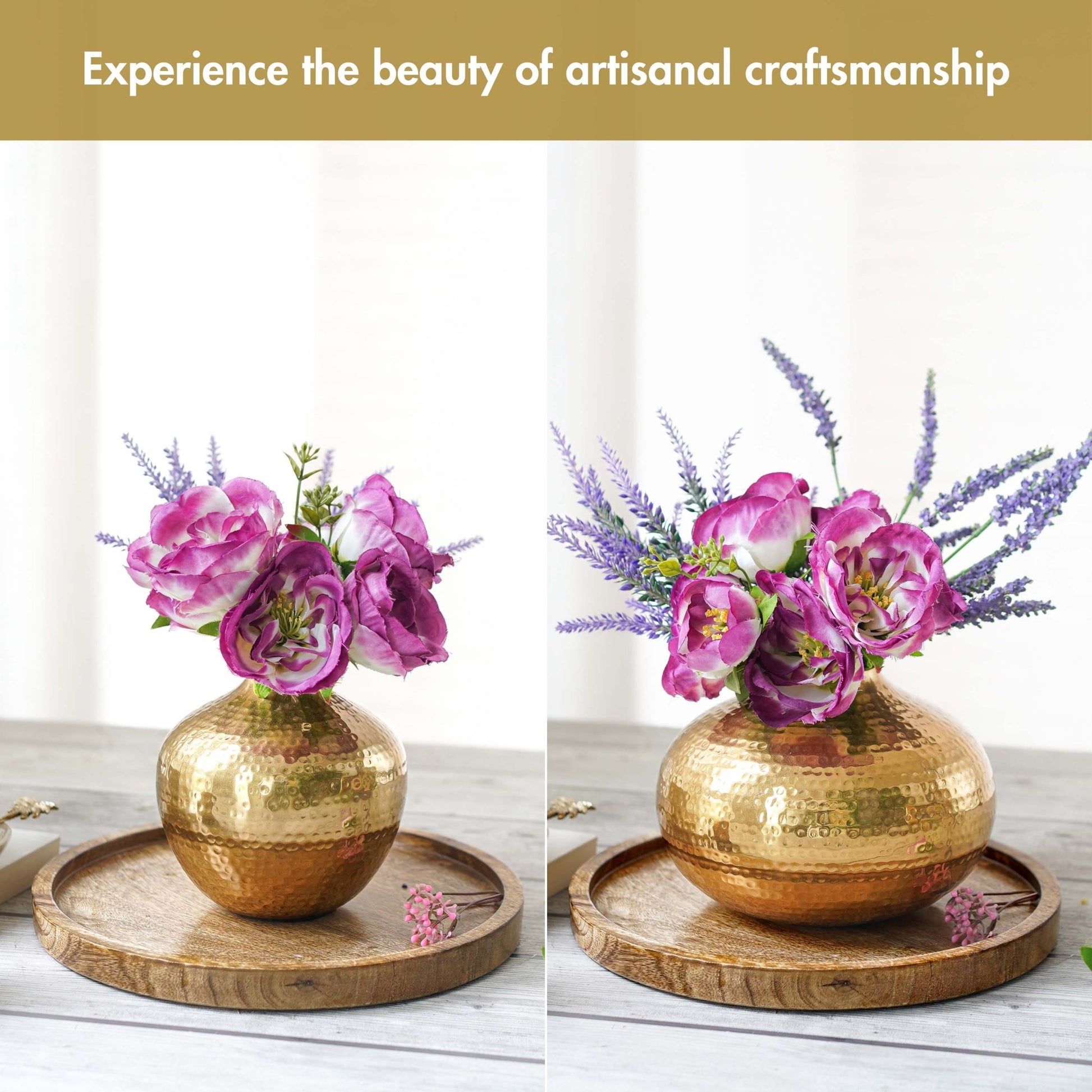 Hammered Metal Flower Vase Set | Gold - Behoma