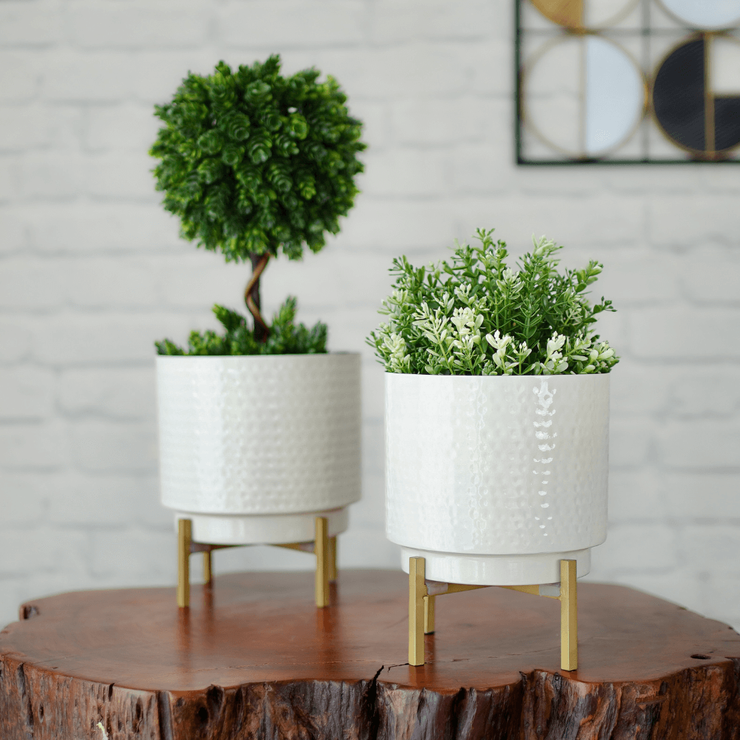 Hammered Metal Indoor Planter - Behoma | Housewarming Gift