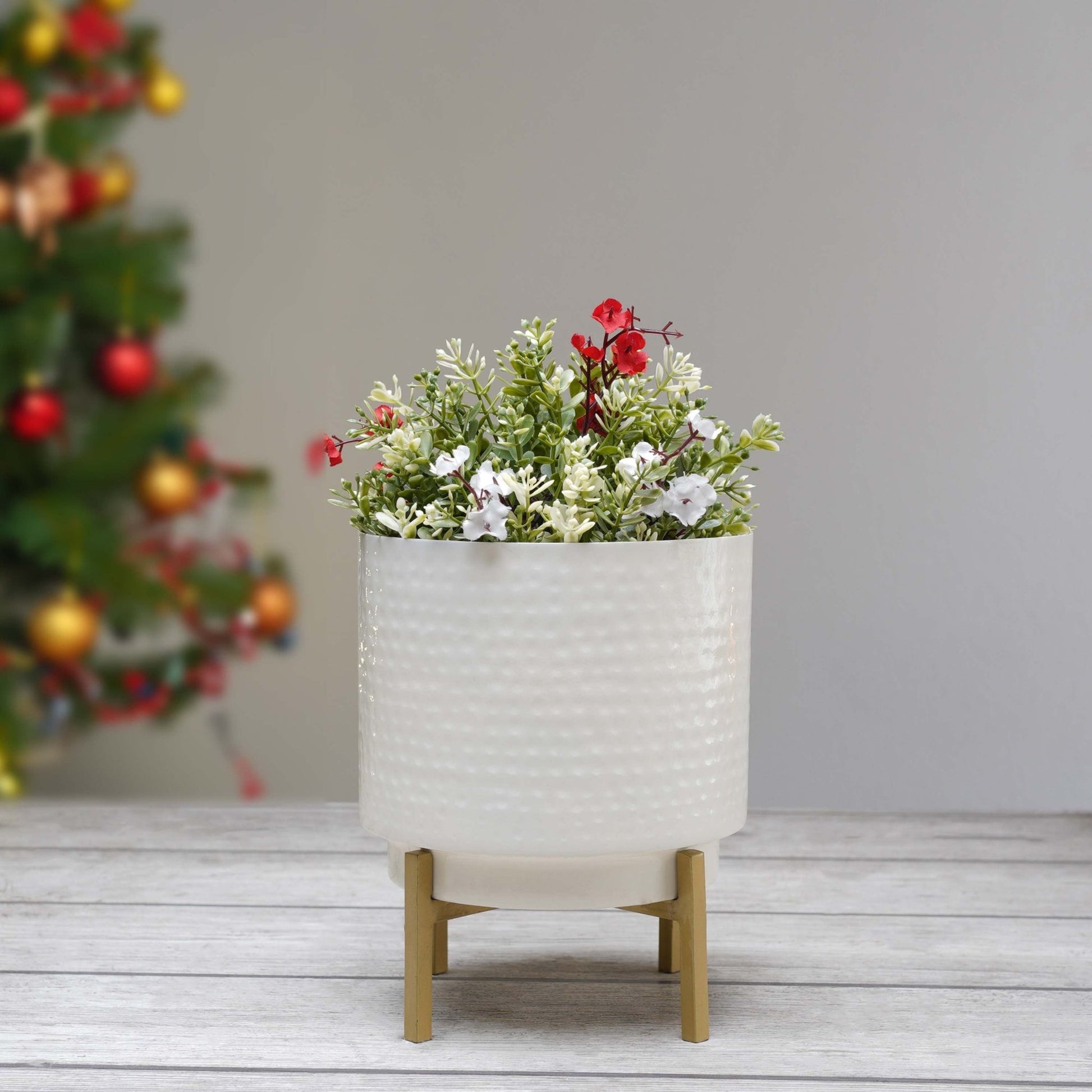 Hammered Metal Indoor Planter - Behoma | Housewarming Gift