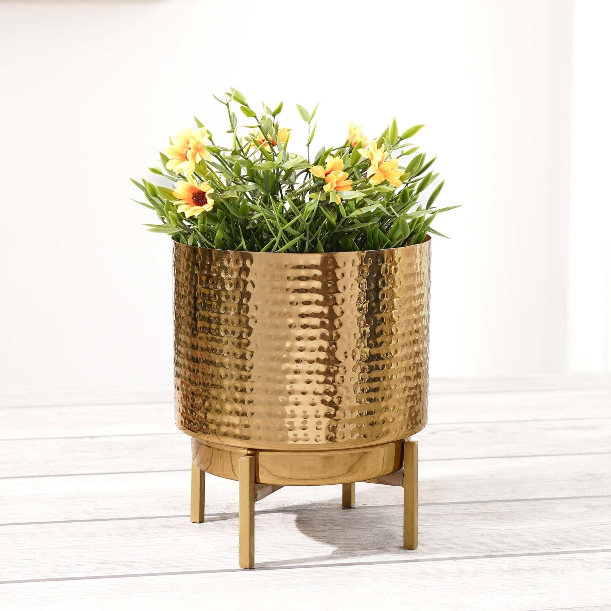 Hammered Metal Planter, Small - Behoma