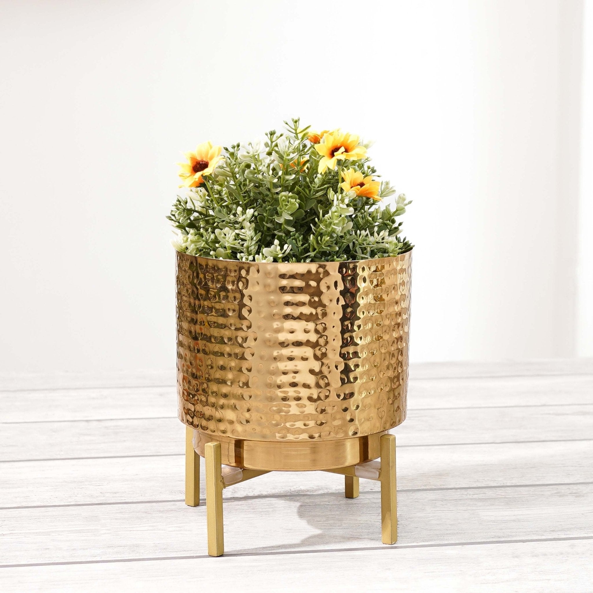 Hammered Metal Planter, Small - Behoma