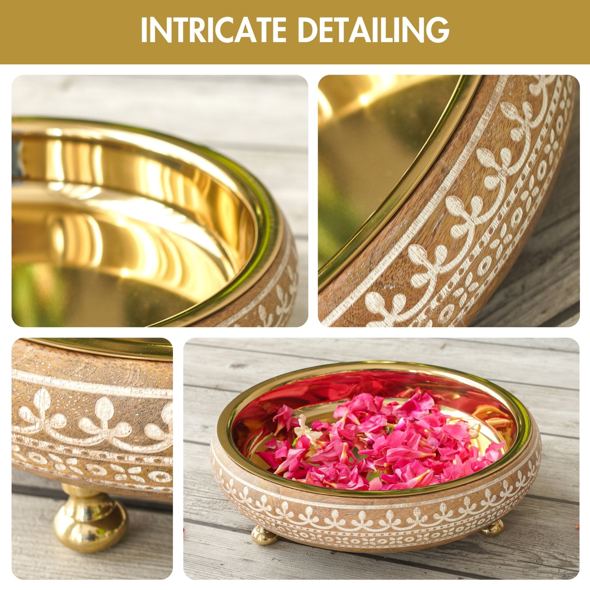 Wooden urli bowl, Traditional urli bowl, Metal urli bowl, Decorative urli bowl