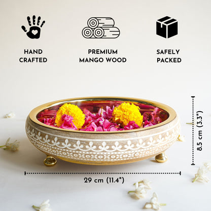 Wooden urli bowl, Traditional urli bowl, Metal urli bowl, Decorative urli bowl