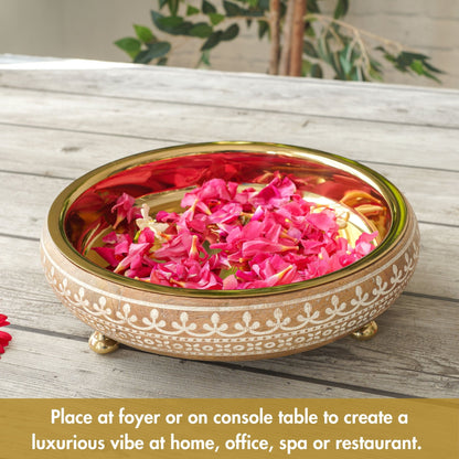 Wooden urli bowl, Traditional urli bowl, Metal urli bowl, Decorative urli bowl