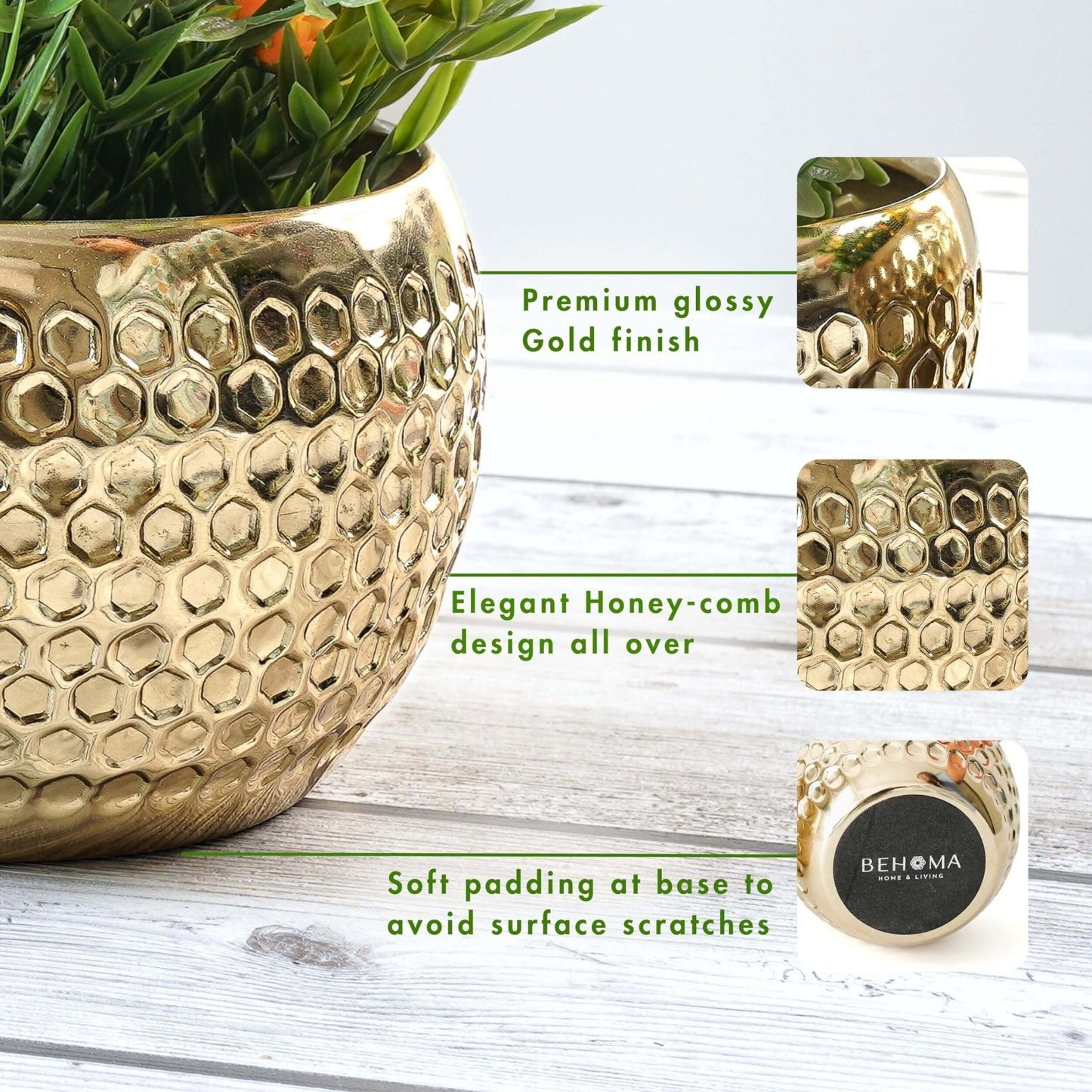 Honeycomb Metal Planter, Set - Behoma