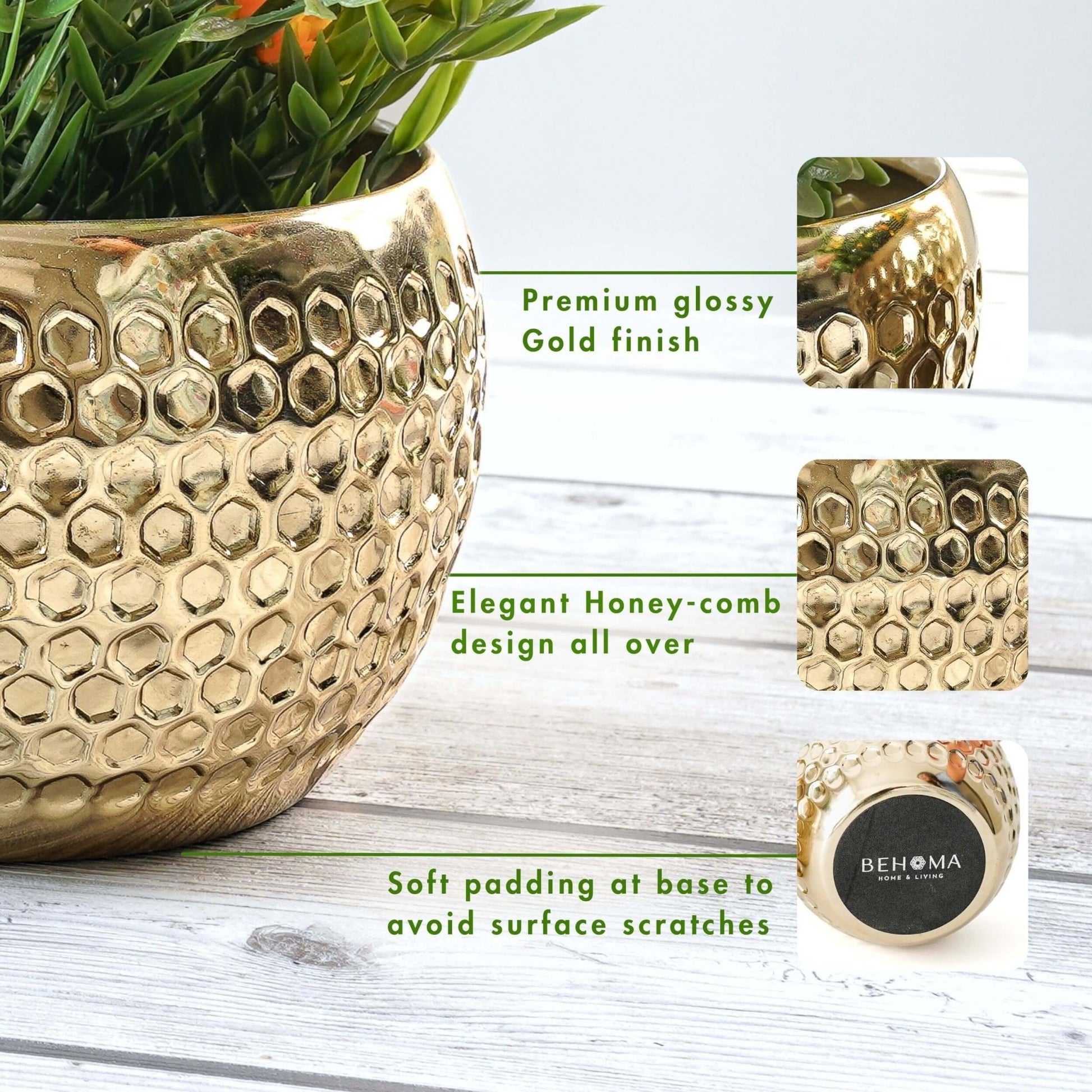 Honeycomb Metal Planter, Set - Behoma