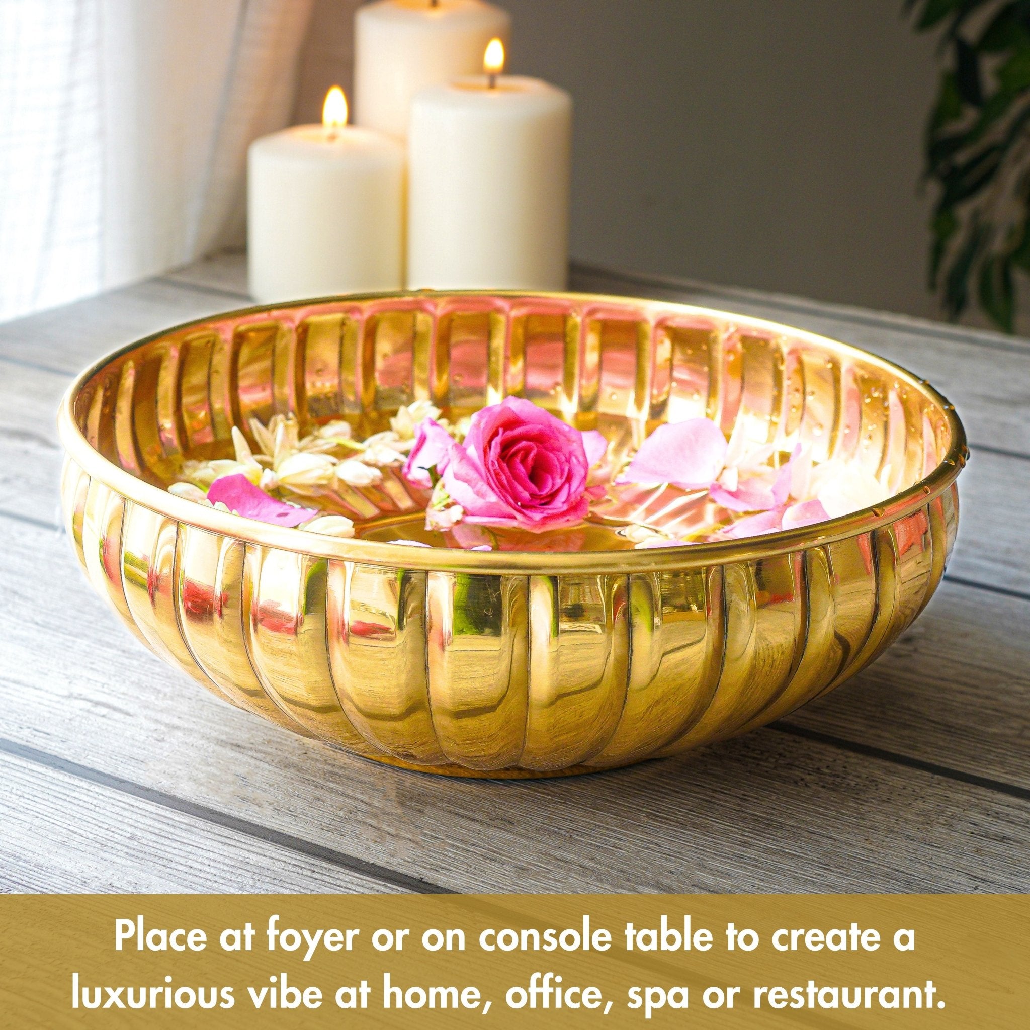 Metal Urli, Metal urli bowl, Traditional urli bowl, Floating flower urli, Decorative urli bowl