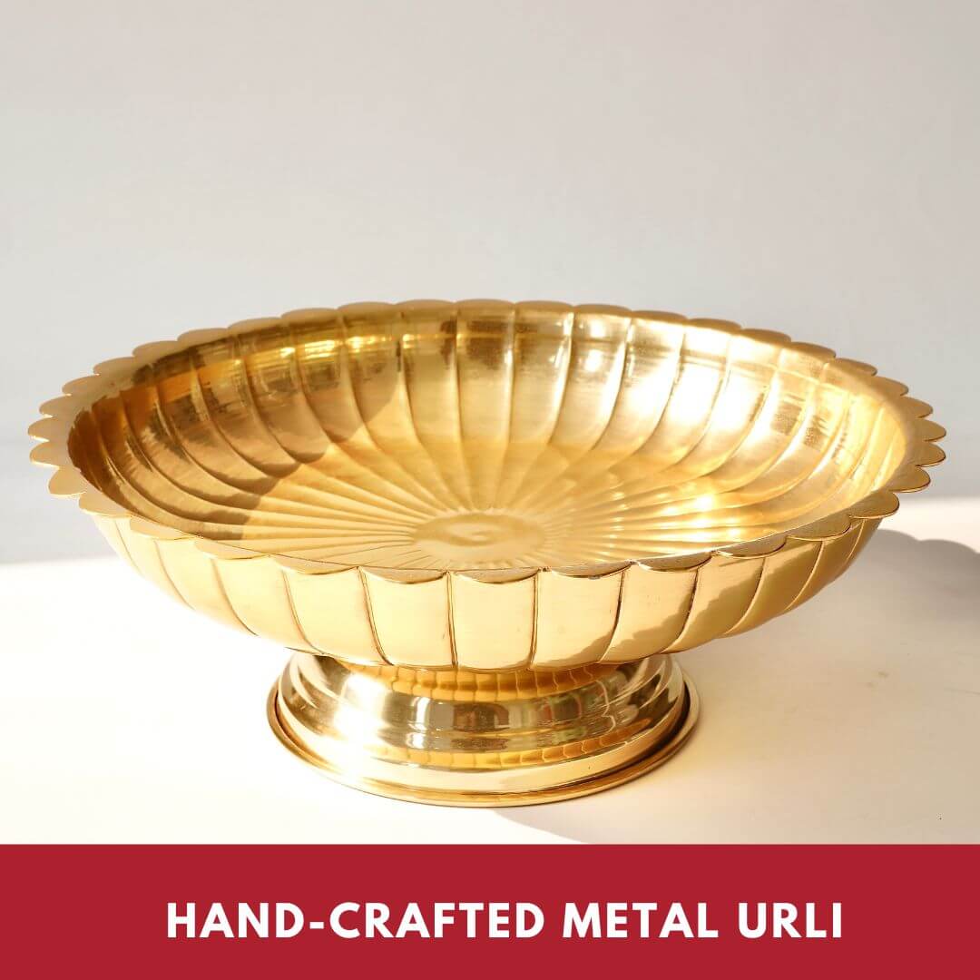 Metal Urli, Metal urli bowl, Traditional urli bowl, Floating flower urli
