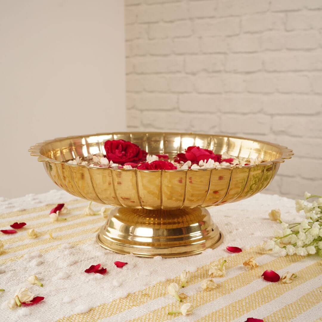 Metal Urli, Metal urli bowl, Traditional urli bowl, Floating flower urli