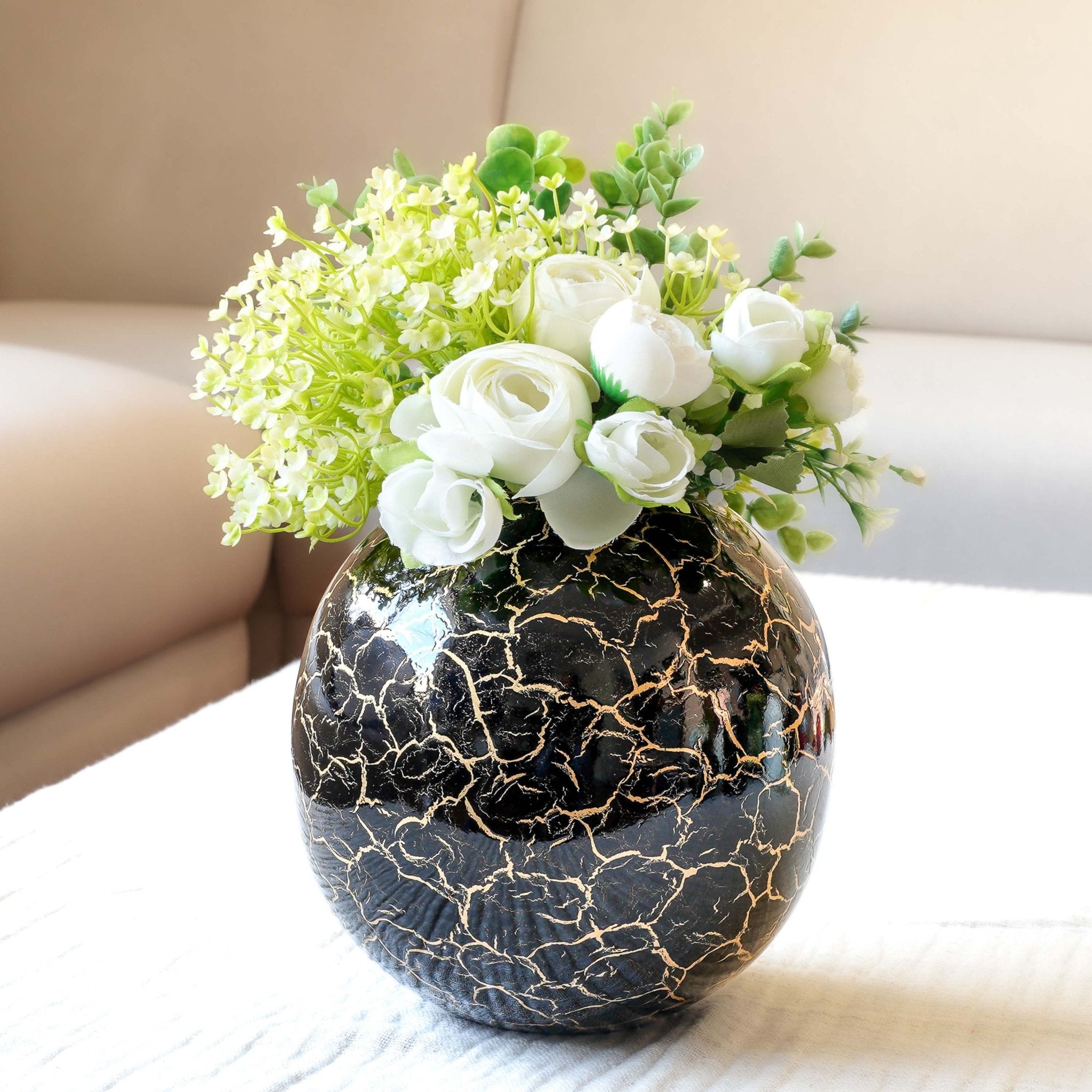 Metal Ball Flower Vase, Black - Behoma