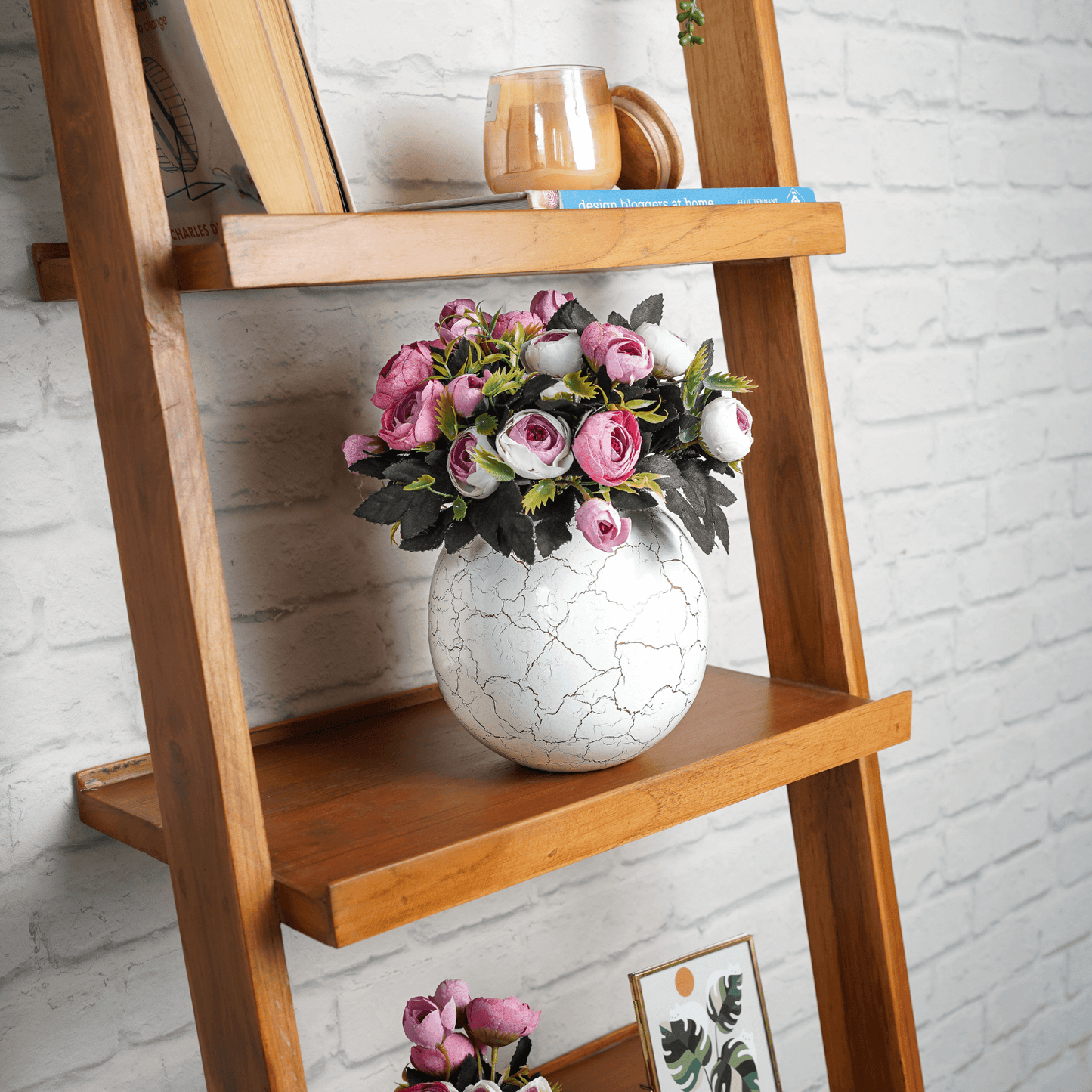 Metal Ball Flower Vase | White - Behoma