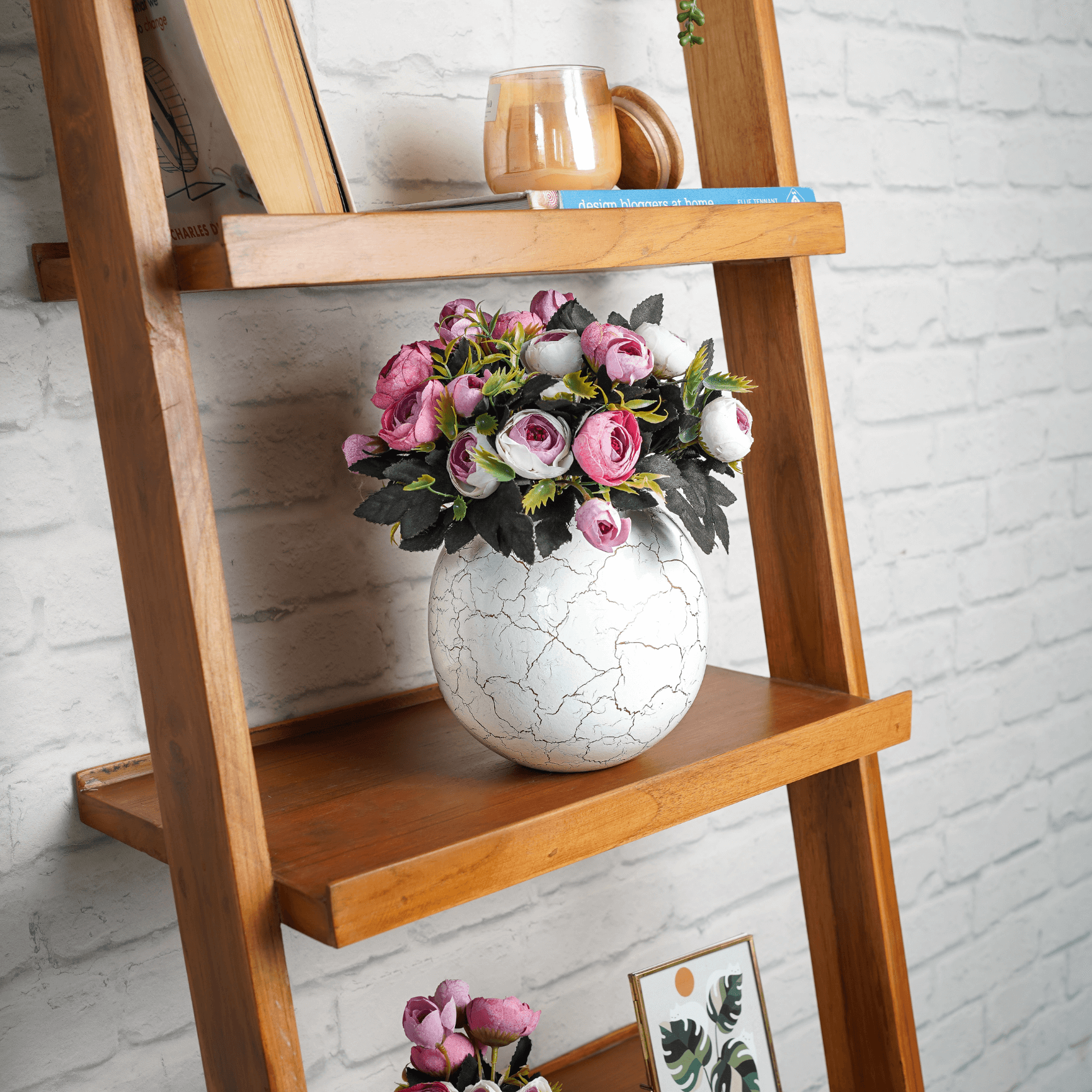Metal Ball Flower Vase | White - Behoma