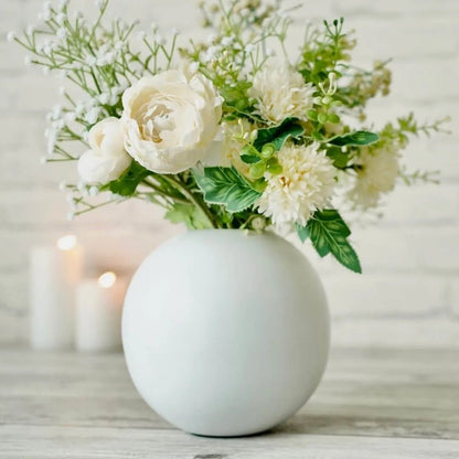 Metal Ball Flower Vase Large | White - Behoma
