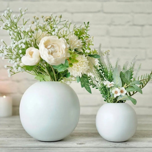 Metal Ball Flower Vase Set of 2 | White - Behoma