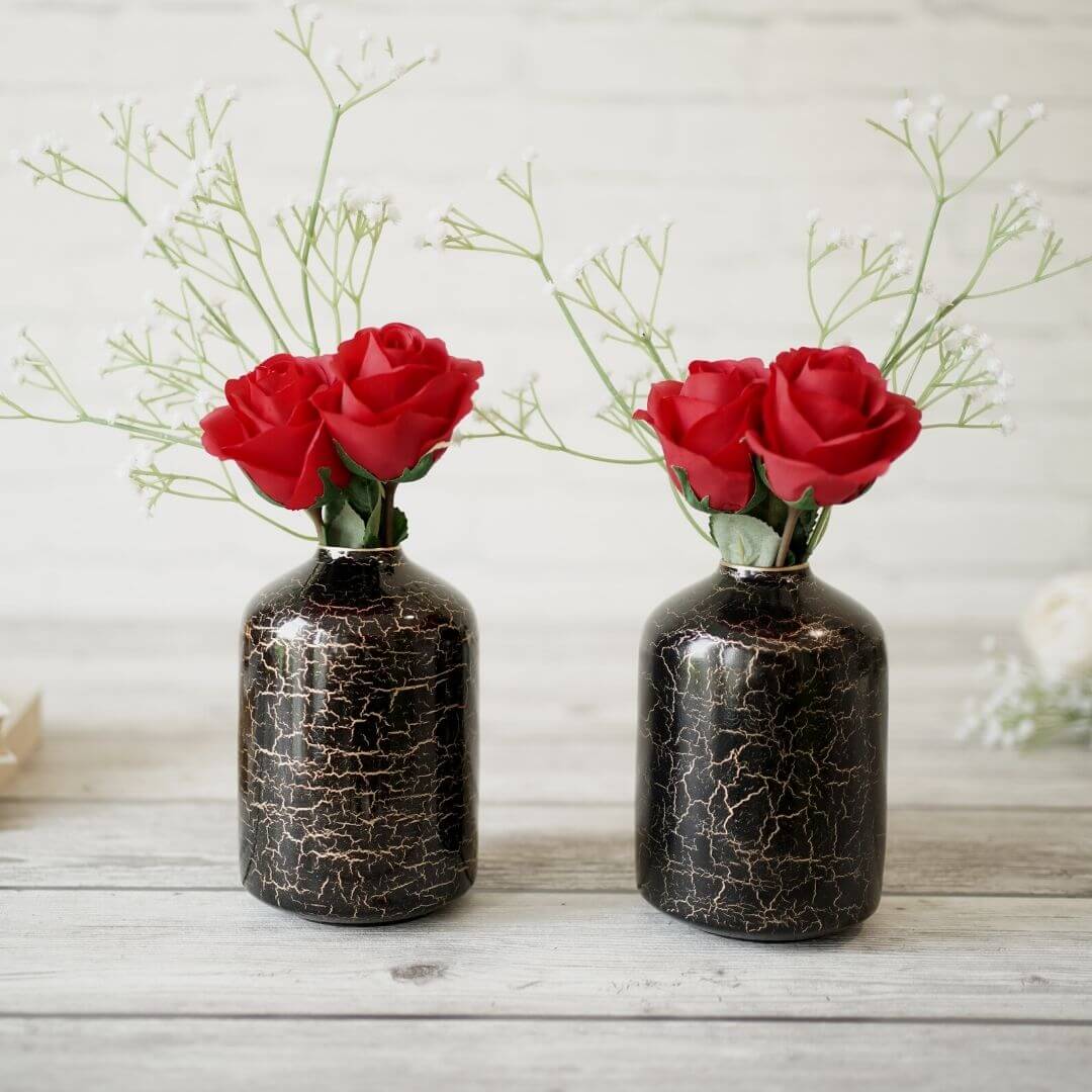 Metal Bottle Flower Vase, Black - Behoma